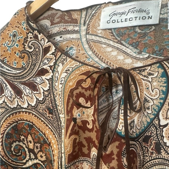 Vintage | Paisley Print | Long Bell Sleeves | Fancy | Old Money | Womens Blouse - Picture 4 of 7